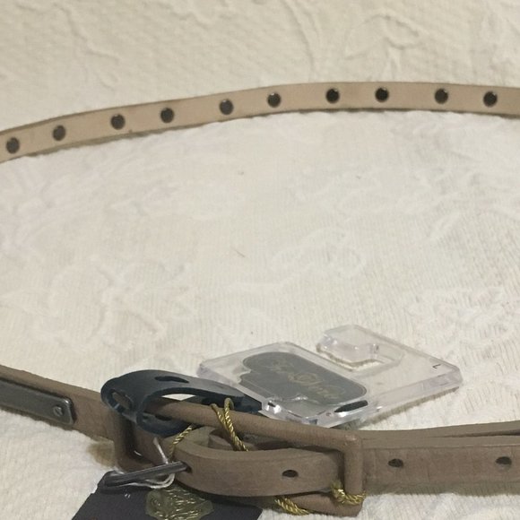 TreVero tan genuine leather studd thin belt - Picture 3 of 6